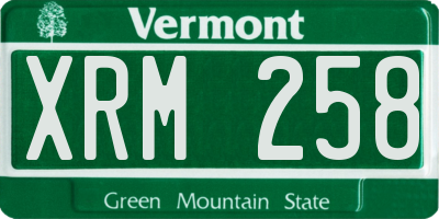 VT license plate XRM258