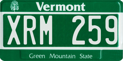 VT license plate XRM259
