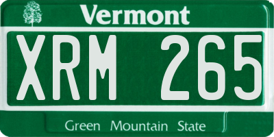 VT license plate XRM265
