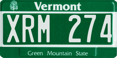 VT license plate XRM274