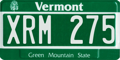 VT license plate XRM275