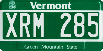 VT license plate XRM285