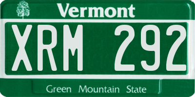 VT license plate XRM292