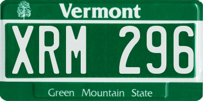 VT license plate XRM296