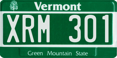 VT license plate XRM301