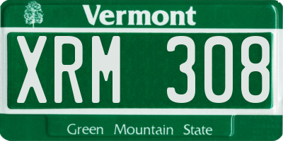 VT license plate XRM308