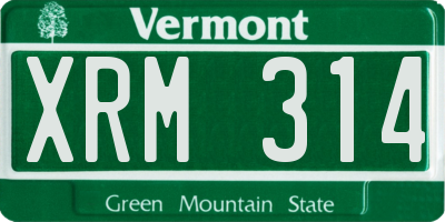 VT license plate XRM314