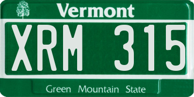 VT license plate XRM315