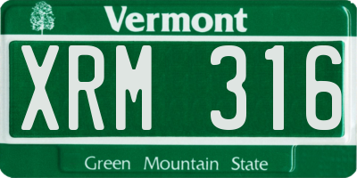 VT license plate XRM316