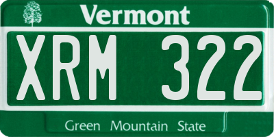 VT license plate XRM322