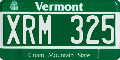 VT license plate XRM325