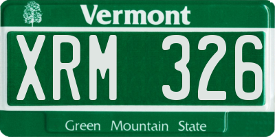 VT license plate XRM326