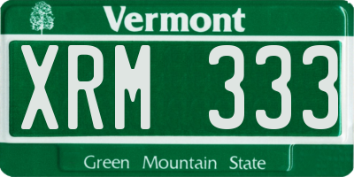 VT license plate XRM333