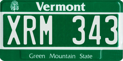 VT license plate XRM343