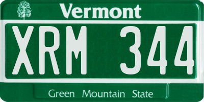 VT license plate XRM344