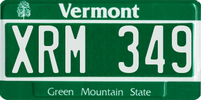 VT license plate XRM349