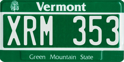 VT license plate XRM353