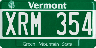 VT license plate XRM354