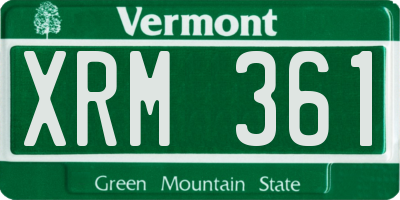 VT license plate XRM361