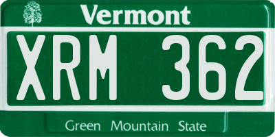 VT license plate XRM362
