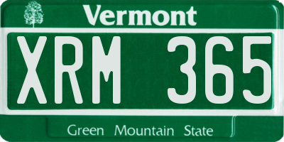 VT license plate XRM365
