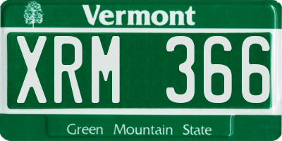 VT license plate XRM366