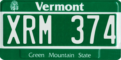 VT license plate XRM374