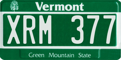VT license plate XRM377