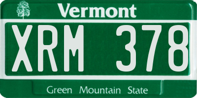 VT license plate XRM378