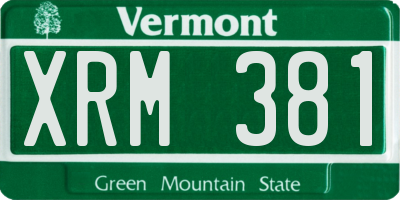 VT license plate XRM381