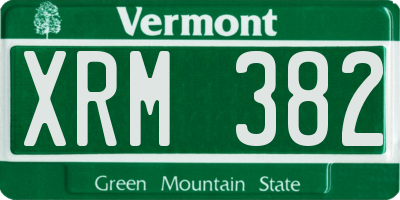 VT license plate XRM382