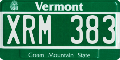 VT license plate XRM383