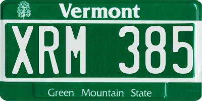 VT license plate XRM385