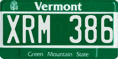 VT license plate XRM386