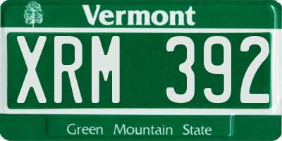 VT license plate XRM392
