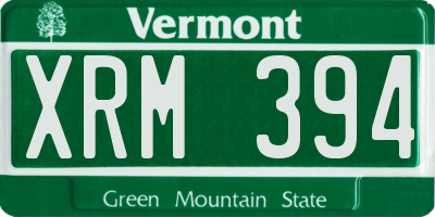 VT license plate XRM394