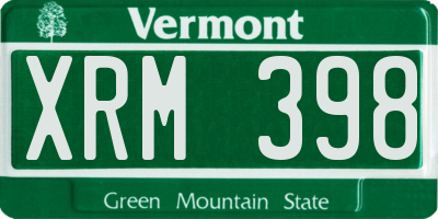 VT license plate XRM398