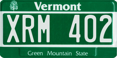 VT license plate XRM402