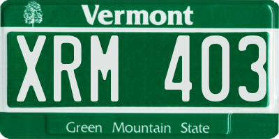 VT license plate XRM403