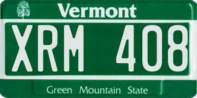 VT license plate XRM408