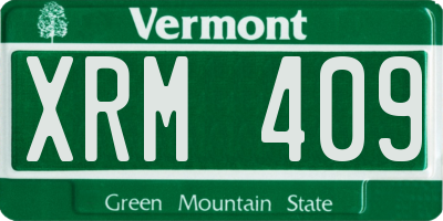VT license plate XRM409