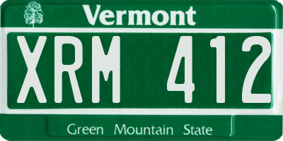 VT license plate XRM412