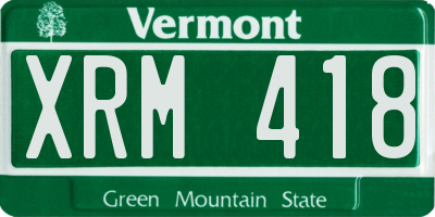 VT license plate XRM418