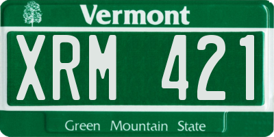 VT license plate XRM421