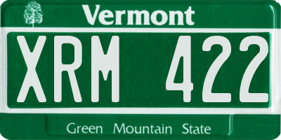 VT license plate XRM422