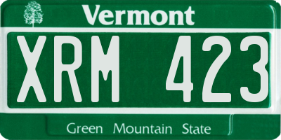 VT license plate XRM423