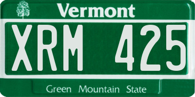 VT license plate XRM425
