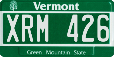 VT license plate XRM426