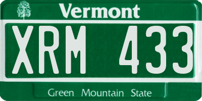 VT license plate XRM433