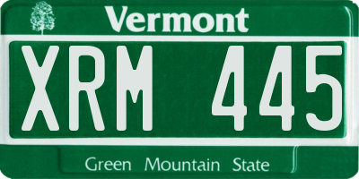 VT license plate XRM445